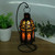 Vintage Iron Frame Natural Crystal Salt Rock Lamp Air Purifier Room Night Light Decor (Black)