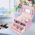 3 Tiers PU Leather Jewelry Storage Case Display Box Holder Organizer with Mirror (Red)