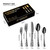 40PCS Stainless Steel Silverware Set Mirror-Polished Cutlery Flatware Set 8 Knives 8 Forks 8 Spoons 8 Tea Forks 8 Teaspoons with Beautiful Flower Pattern