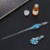 Retro Crystal Flower Glass Dip Pen Signature Ink Pen Fountain Pen with Ink Penholder Light Blue