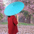 White Blank Paper Umbrella Decor Props for Kids DIY Hand Painting(Blue)