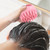 Round Shape Handheld Head Scalp Massage Brush Hair Shampoo Washing Brush with Handle (Pink)