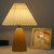 Table Lamp Pleated 3 Color Remote Control Dimmable Bedroom Bedside Night Light Retro Nordic Imitation Wood Grain creamy White