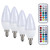 3W RGB Color Changing Candle Light Bulb with Remote Control for Home Decoration 85265V(E14 RGbPure White 6000K)