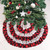Christmas Tree Skirt Xmas Cake Tree Skirt Christmas Tree Bottom Decoration Black and Red Plaid Lace Cake Tree Skirt Ornament