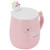Ceramic Mug Cartoon Pattern Water Coffee Cup with Lid Spoon for Home Office Use PinkA