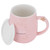 Ceramic Mug Cartoon Pattern Water Coffee Cup with Lid Spoon for Home Office Use PinkA