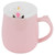 Ceramic Mug Cartoon Pattern Water Coffee Cup with Lid Spoon for Home Office Use PinkA