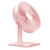 USB Desk Fan Strong Wind Low Noise 3 Speeds Portable Small Personal Fan for Home Office Use Pink