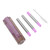 Collapsible Straw Stainless Steel Portable Easy to Clean Foldable Straw with Cleaning Brush for Home Office Outdoor Purple