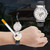 Multifunctional Lighter USB Rechargeable Windproof Flamless Cigarette Lighter & Watch (Silver)