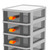 Drawer Type Desktop Storage Box Transparent Desktop Stationery Organizer with Orange Handle 5 Layer White 13.4x17x28cm