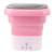 Mini Foldable Washer Mini Portable Bucket Washing Machine with Drain Pipe Adapter for Baby Clothes Underwear Socks 100‑240V Pink White EU Plug