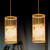 LED Pendant Light Chinese Style Wood Weaving Zen Hanging Ceiling Light Fixture with Faux Sheepskin Lampshade for Home Hotel Tea Room 111V to 240V