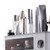 Wall Mounted Toothbrush Holder Multi Function Magnetic Absorption Bathroom Storage Rack with Drawer Toothpaste Dispenser 3 Cup Translucent Gray (31.4x11.3x20cm/12.4x4.4x7.9in)