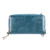 Women PU Leather Credit Card Holder Large Capacity Wallet Zipper Trifold Wallet with Strap Peacock Blue