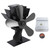 5 Blade Heat Powered Wood Stove Fan Silent Operation Fireplace Fan with Heat Insulation Board Thermometer Vertical I Style Black