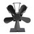 5 Blade Heat Powered Wood Stove Fan Silent Operation Fireplace Fan with Heat Insulation Board Thermometer Vertical I Style Black