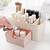 Cosmetics Makeup Organizer PP Multifunctional 6 Compartments Makeup Desk Organizer with Drawer Pink