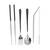 304 Stainless Steel Flatware Set Portable Paint Chopsticks Spoon Fork Straw Set for OutdoorBlack Silver (Black Storage Box)