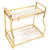 Bathroom Storage Shelf Wall Mounted Corner Organizer Standing Rack for Living Room Bedroom Kitchen White and Gold 2 Tier
