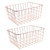 Freezer Basket Rust Proof Large Capacity Iron Storage Bin for Refrigerator Fruits Snacks Drinks 2pcs Rose Gold