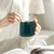 Cute Ceramic Coffee Mug Milk Tea Cup for Home Office with Lid Spoon Gift