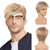 Men Blonde Wig Short Layered Natural Synthetic Heat-Resistant Wigs Cosplay Costume Wig with Wig Cap
