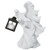 LED Halloween Ornament Resin Witch Sculpture Statue Lantern for Garden Terrace FestivalsWhite