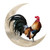 Rooster Moon Wall Decor Metal Wall Hanging Sign Wall Unique Arts Pendant for Outdoor Indoor Home Wall Decoration