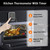 Digital Meat Thermometer Food Barbecue Thermometer BBQ Grill Smoker Thermometer With Smart Cooking Mode Timer Alert Baking Oven Digital Thermometer