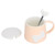 400ml Cute Bowknot Ceramic Tea Milk Water Cup Coffee Mug with Lid Stainless Steel Spoon for Home Holiday GiftsOrange