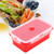 1200ml Rectangle Silicone Bento Box Collapsible Lunch Box Microwave Food Container (Red)