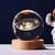 3D Crystal Ball Night Light Inner Carved Luminous Glass Ball Ornament with Wooden Base for Home Decor