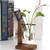 Transparent Vase Desktop Wooden Stand Glass Clear Plant Vase for Home Table Desk Interior Decoration