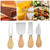 Cheese Knives Set Stainless Steel Blade Ergonomic Handle Cheese Cutter Fork with Wooden Box for Pizza Bread