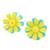 30PCS Hummingbird Feeders Replacement Flowers Brightly Colored Bird Feeder Feeding Ports Parts Easy to Clean Green + Yellow (with Yellow Core)