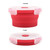 350ml Round Silicone Bento Box Collapsible Lunch Box Microwave Food Container (Red)