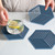 4Pcs Dining Table Heat Insulated Mat Coaster Tableware Cup Pad Placemat Kitchen Tools(Hexagonal Stripe Type Blue )