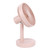 3 Speed USB Desktop Oscillating Fan 5 Blade Gentle Wind Small Personal Desk Fan with Automatic Moving Head Pink