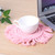 Household Hand Woven Round Placemat Insulation Coaster Coffee Cup Insulation Pad Mat Decoration(Pink Round shape)