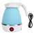Foldable Portable Kettle Quick Boiling Safe Collapsible Electric Travel Water Boiler for Home Camping 600ml Blue EU Plug 220V