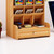 Wooden Desktop Organizer Multi-functional Pen Holder Storage Box Desktop Stationary Storage Organizer with Drawer for Home Office School