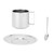 Coffee Cup Stainless Steel DoubleLayer Insulation Milk Mug with Spoon Saucer Household(Silver 280ML)