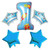 5Pcs  Set Number"1"+Five pointed Star  Crown  Balloon for Wedding Proposal Party(Blue)
