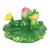 Cute Floating Lotus Leaf Frog Statue Synthetic Resin Ornament Art Craft for Home Outdoor Garden Pond Decor