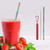 Portable Reusable Stainless Steel Folding Drinking Straw with Cleaning Brush Storage Box SetRed