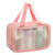 Travel Makeup Bag Portable PVC Double Layer Waterproof Wet Dry Separation Toiletry Bag with Increased Capacity Pink