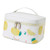 Pu Leather Makeup Bag High Capacity Fruit Pattern Portable Waterproof Toiletry Storage Bag Pouch for Travel Home Beige