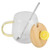 400ml Cute High Borosilicate Glass Cup HeatResistant Mug with Stainless Steel Spoon Bamboo Lid(Lemon )